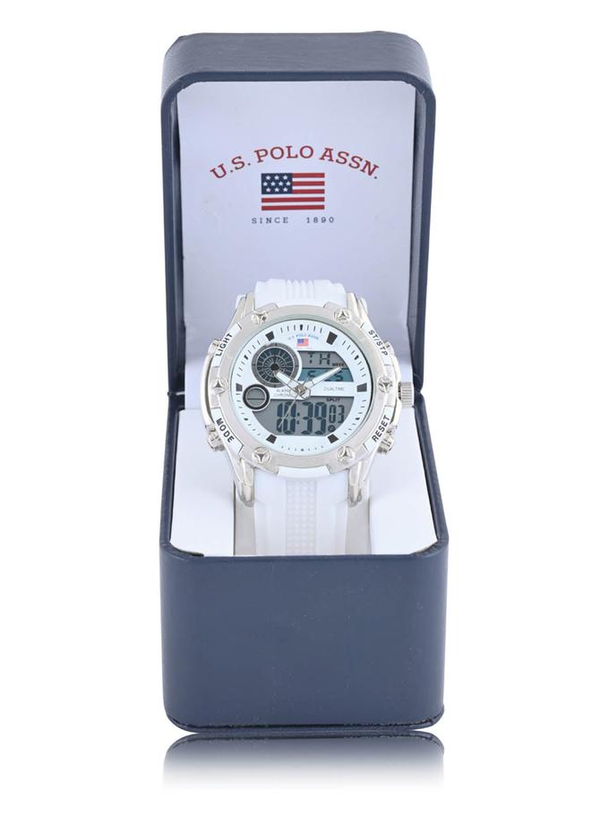 USPA MEN'S WHITE STRAP ANA DIGI SPORTS WATCH For Sale