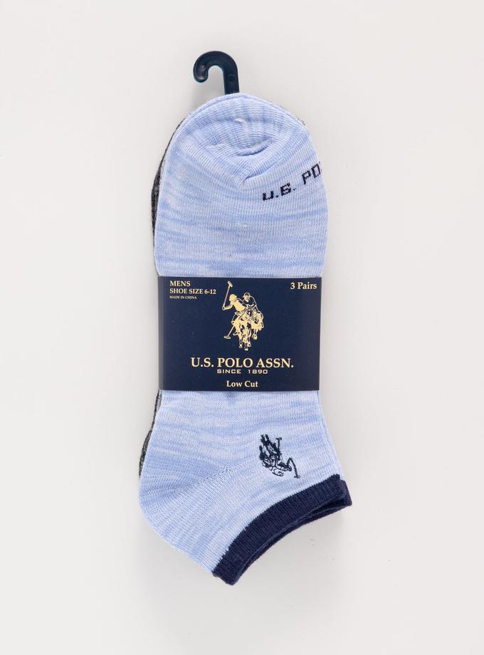 USPA MENS 3PK ASSORTED MARLED LOW CUT SOCKS Same Day Delivery