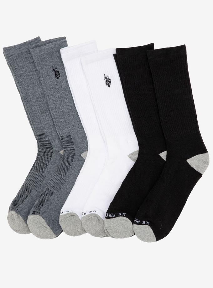 USPA MENS 6PK ASSORTED SOLID CREW SOCKS Free shipping