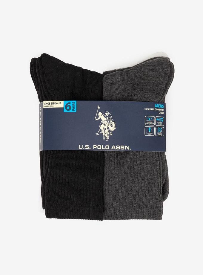 USPA MENS 6PK ASSORTED SOLID RIB CREW SOCKS Best Seller