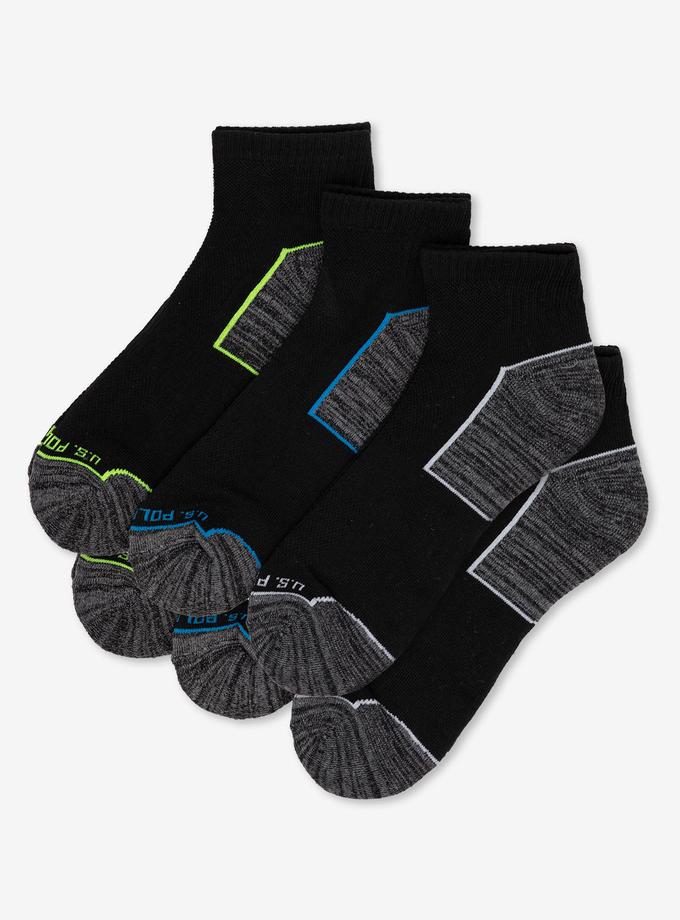 USPA MENS 6PK BLACK TIPPED QUARTER CREW SOCKS New Arrival