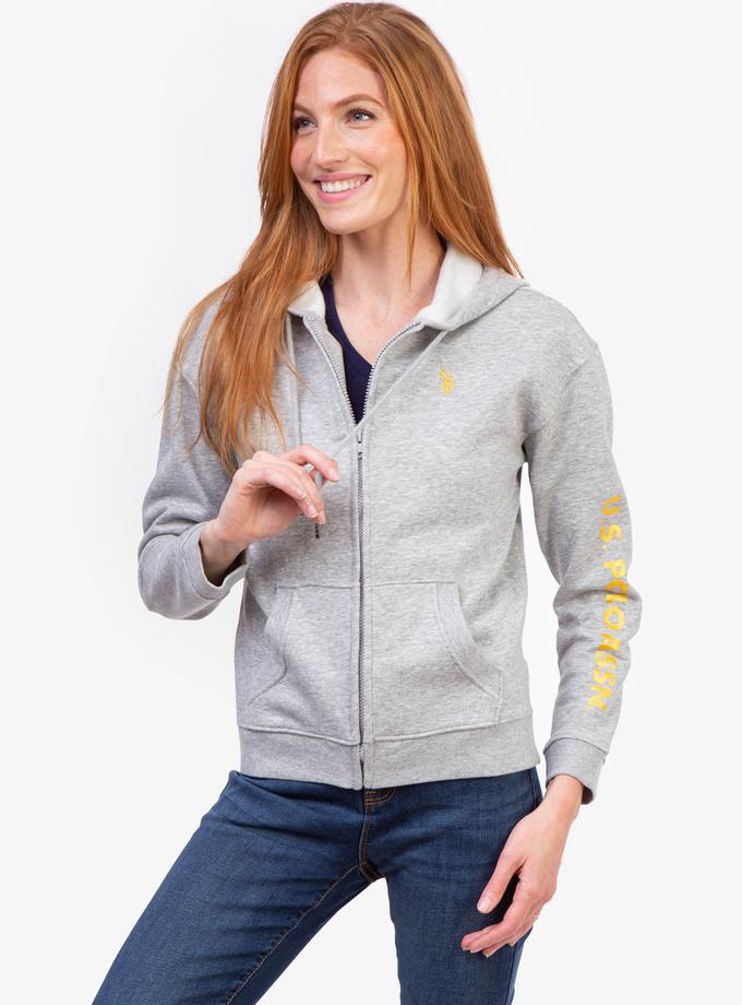 USPA METALLIC LOGO ZIP UP HOODIE Free shipping