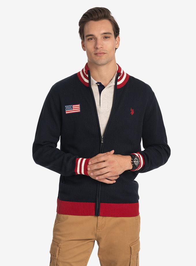 USPA MOCK NECK FULL ZIP VARSITY SWEATER Best Seller