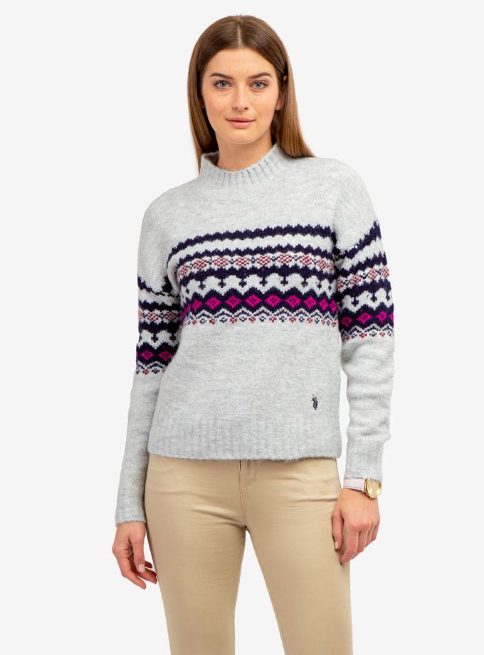 USPA MOCK NECK JAQUARD SWEATER High Quality