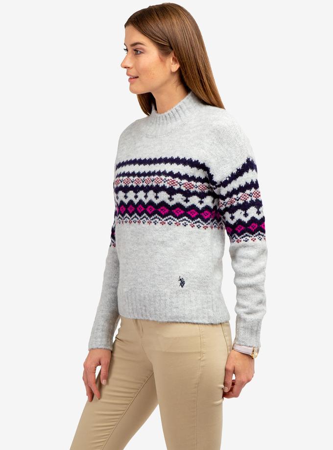 USPA MOCK NECK JAQUARD SWEATER High Quality