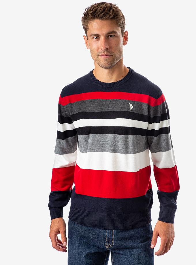 USPA MULTICOLOR STRIPED CREW NECK SWEATER For Sale