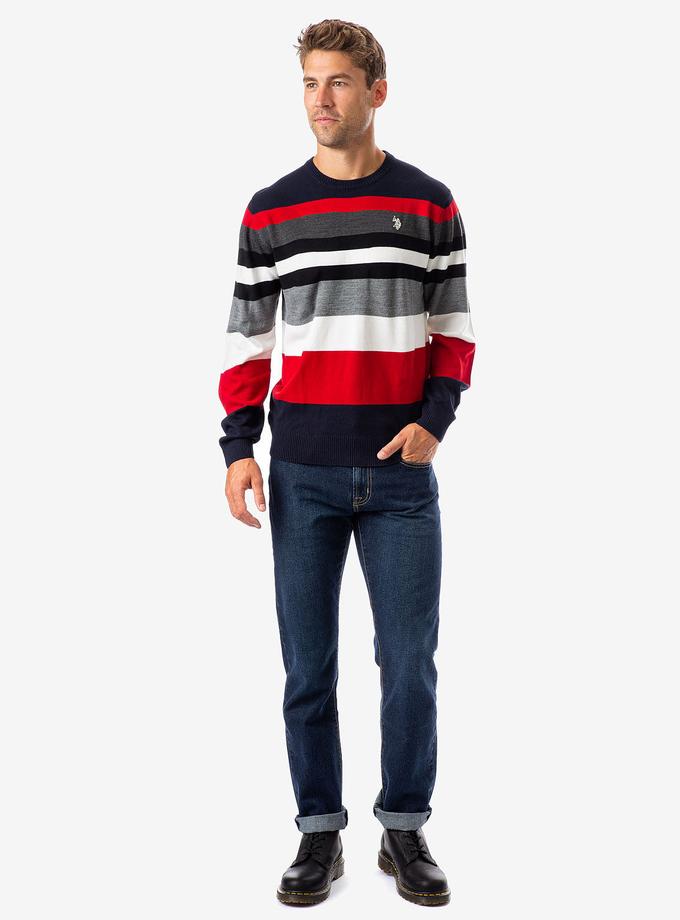 USPA MULTICOLOR STRIPED CREW NECK SWEATER For Sale