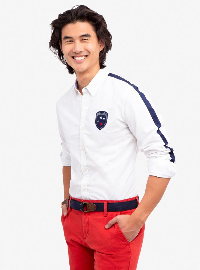 USPA NO-TUCK PATCH STRIPE SHIRT Same Day Delivery