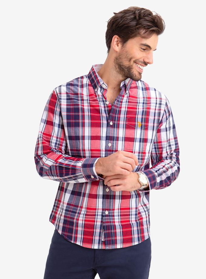 USPA NO-TUCK PLAID POPLIN SHIRT Free shipping