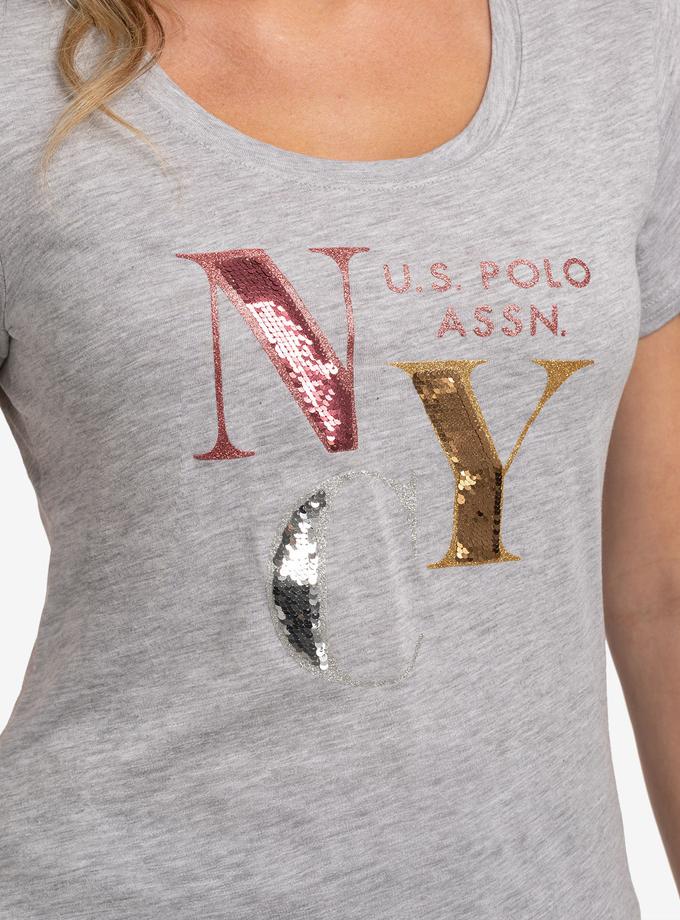 USPA NYC SEQUINS SEMI SCOOP JERSEY T-SHIRT Free shipping