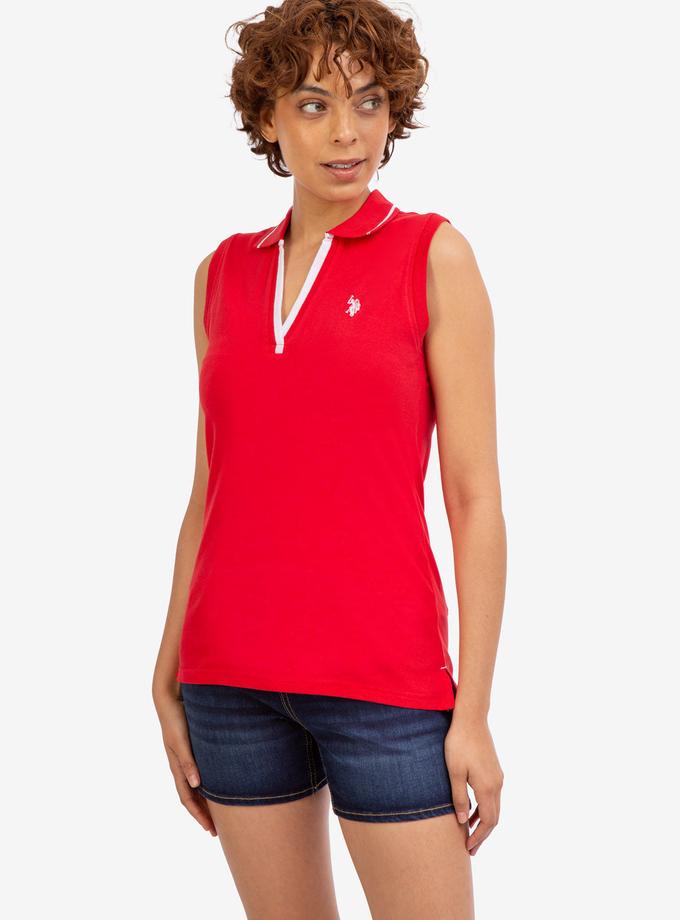 USPA OPEN PLACKET SLEEVELESS POLO SHIRT For Sale