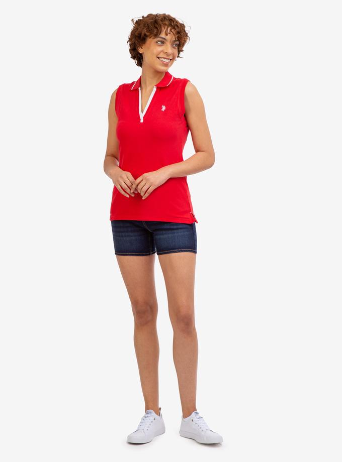 USPA OPEN PLACKET SLEEVELESS POLO SHIRT For Sale