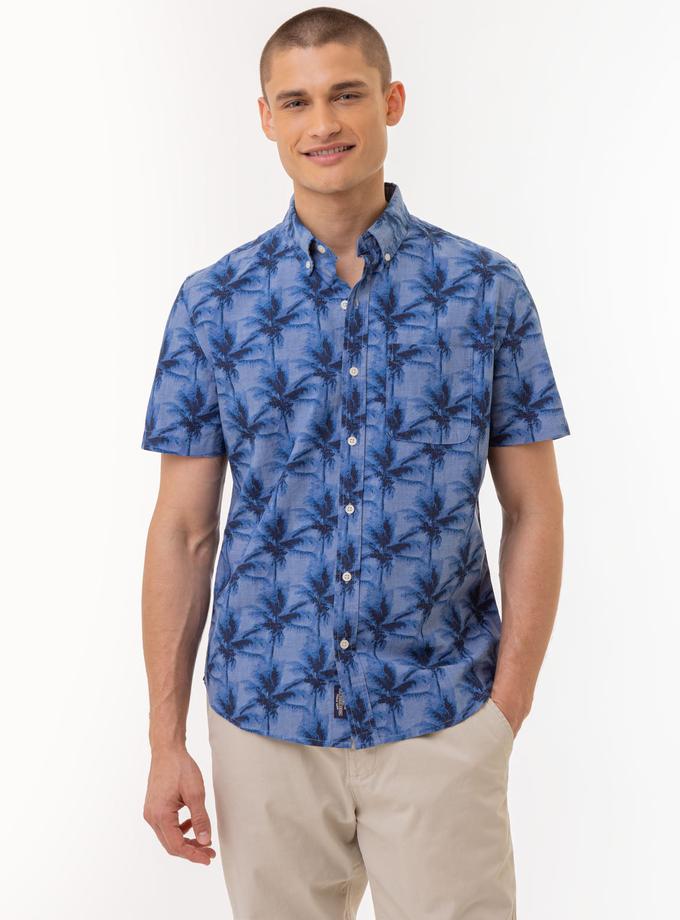 USPA PALM TREE SLUB CHAMBRAY WOVEN SHIRT On Sale