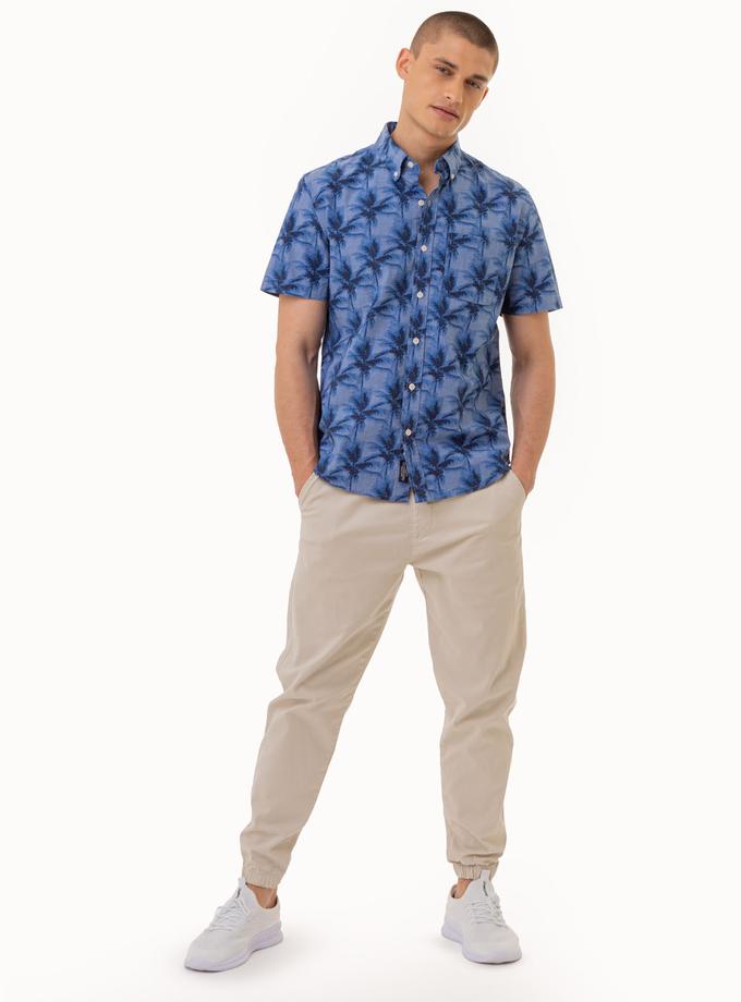 USPA PALM TREE SLUB CHAMBRAY WOVEN SHIRT On Sale