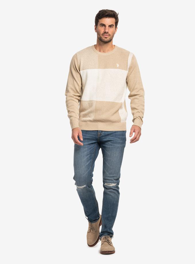 USPA PATCHWORK CREW NECK SWEATER Best Seller