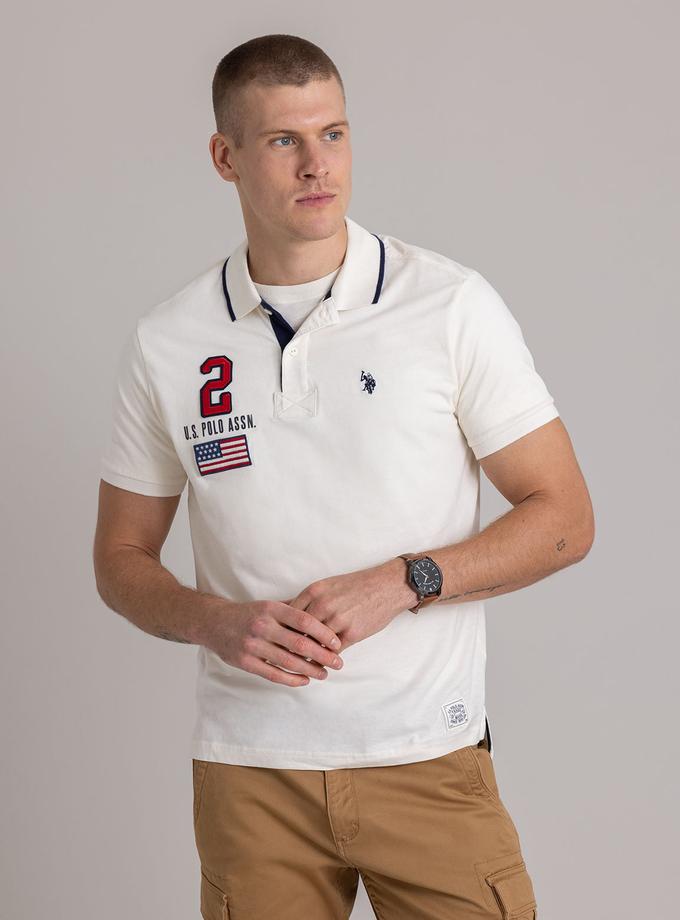 USPA PEACHED JERSEY POLO SHIRT WITH APPLIQUE On Sale