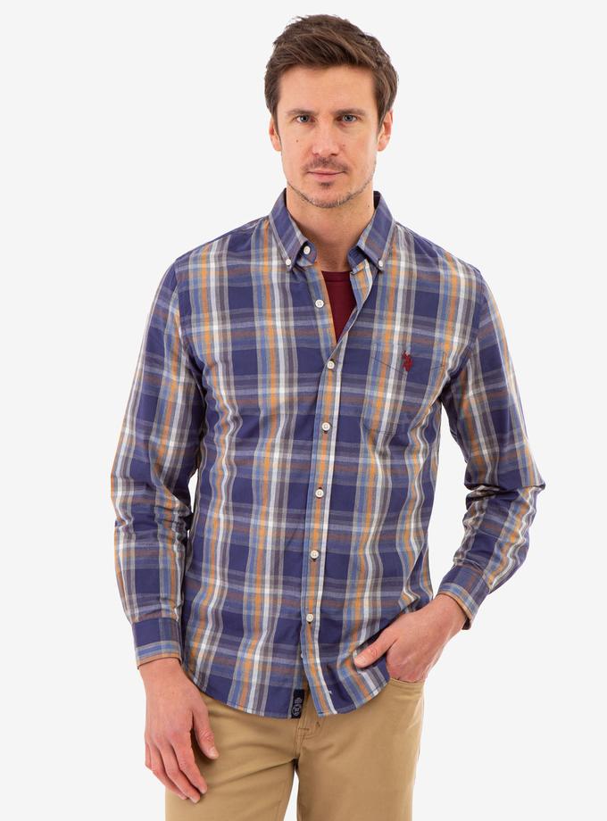 USPA PEACHED POPLIN PLAID LONG SLEEVE SHIRT Same Day Delivery