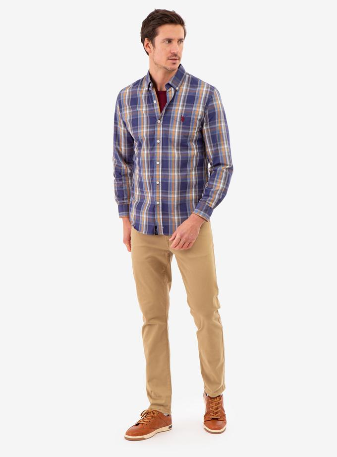 USPA PEACHED POPLIN PLAID LONG SLEEVE SHIRT Same Day Delivery