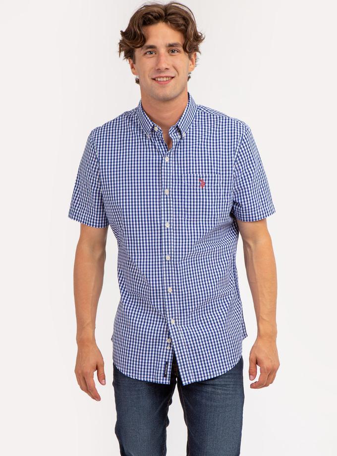 USPA PEACHED POPLIN PLAID SHORT SLEEVE SHIRT Free shipping