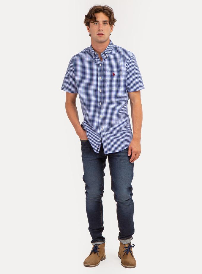 USPA PEACHED POPLIN PLAID SHORT SLEEVE SHIRT Free shipping