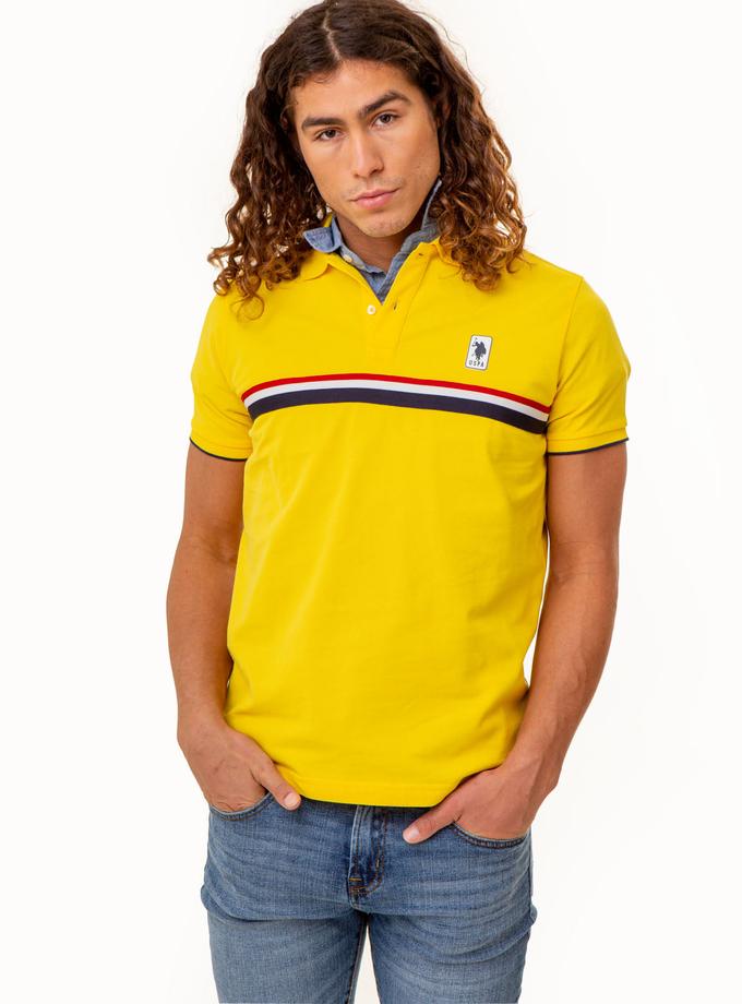 USPA PIECED SIGNATURE STRIPE PIQUE POLO SHIRT On Sale