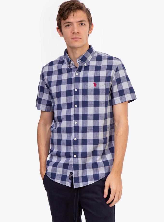 USPA PLAID HEATHER SHORT SLEEVE SHIRT On Sale