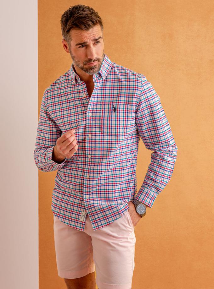 USPA PLAID LONG SLEEVE OXFORD SHIRT Best Price