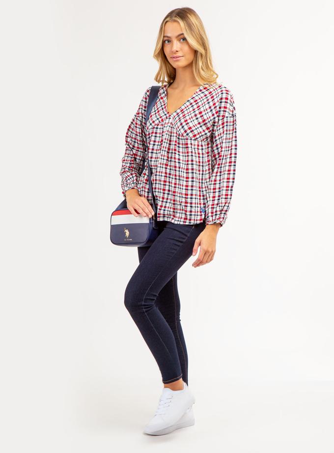 USPA PLAID POETIC V-NECK TOP Best Seller