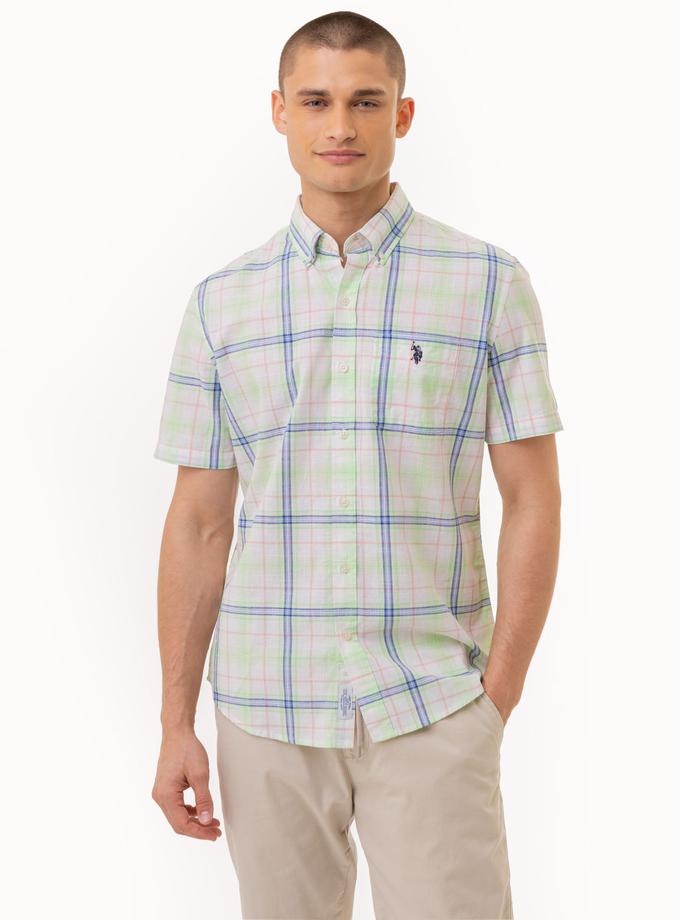 USPA PLAID POPLIN WOVEN SHORT SLEEVE SHIRT High Quality