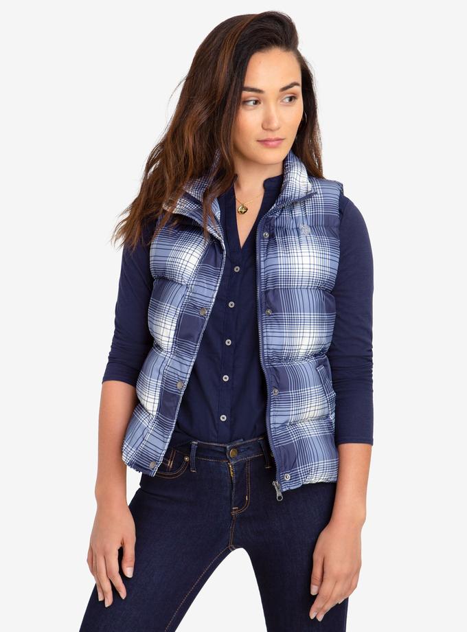 USPA PLAID PUFFER VEST Best Seller