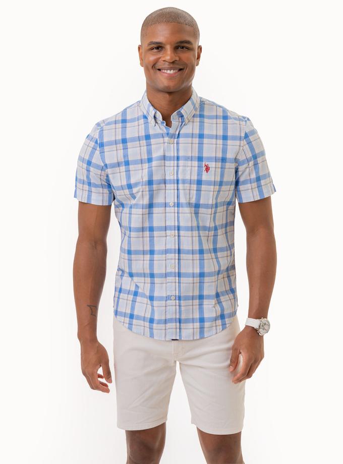 USPA PLAID SHORT SLEEVE POPLIN SHIRT WITH POCKET Best Buy