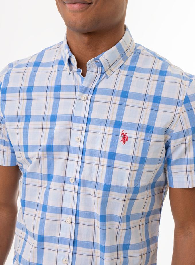 USPA PLAID SHORT SLEEVE POPLIN SHIRT WITH POCKET Best Buy