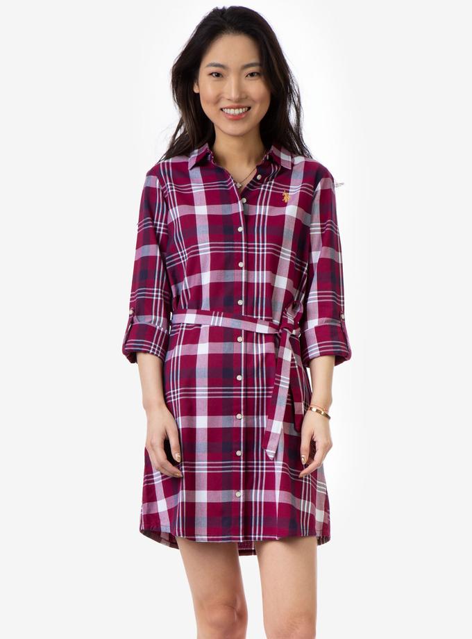 USPA PLAID TIE FRONT SHIRT DRESS Best Price