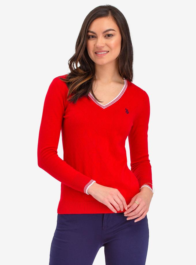 USPA POINTELLE V-NECK SWEATER New Arrival