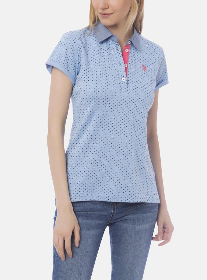 USPA PREMIUM DOT PRINTED CHAMBRAY COLLAR POLO SHIRT High Quality