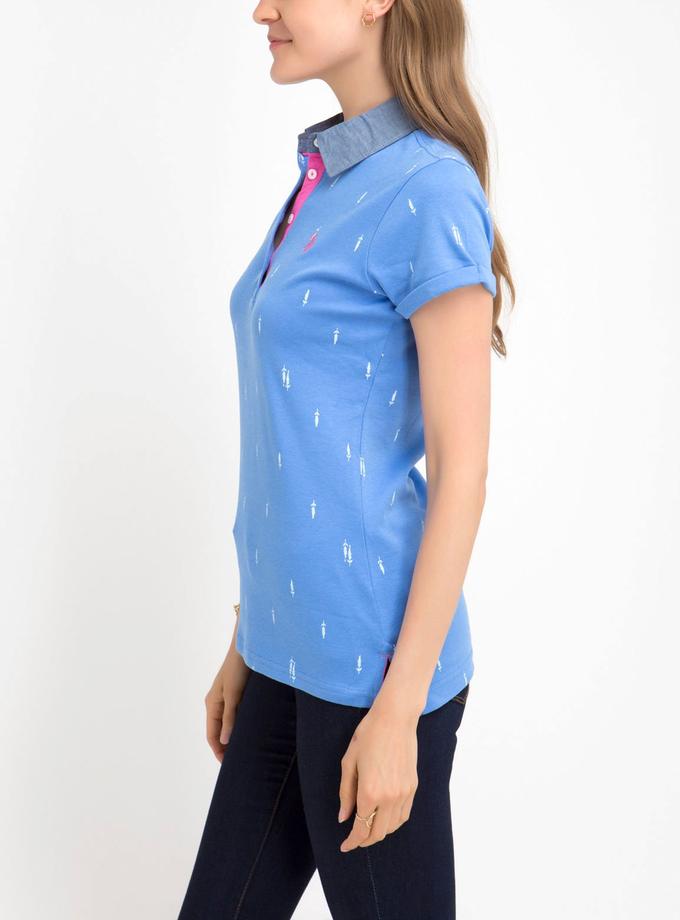 USPA PREMIUM PRINT POLO SHIRT WITH CHAMBRAY COLLAR Same Day Delivery