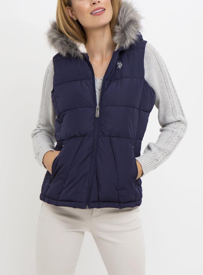 USPA PRINCESS SEAM FUR HOOD VEST Free shipping