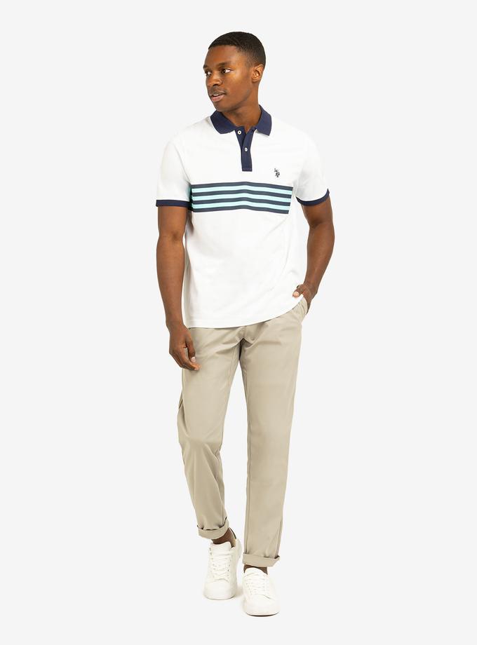 USPA PRINTED CHEST STRIPE PIQUE POLO SHIRT Same Day Delivery