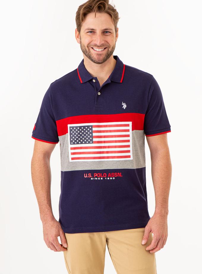 USPA PRINTED FLAG COLORBLOCK PIQUE POLO SHIRT Best Price