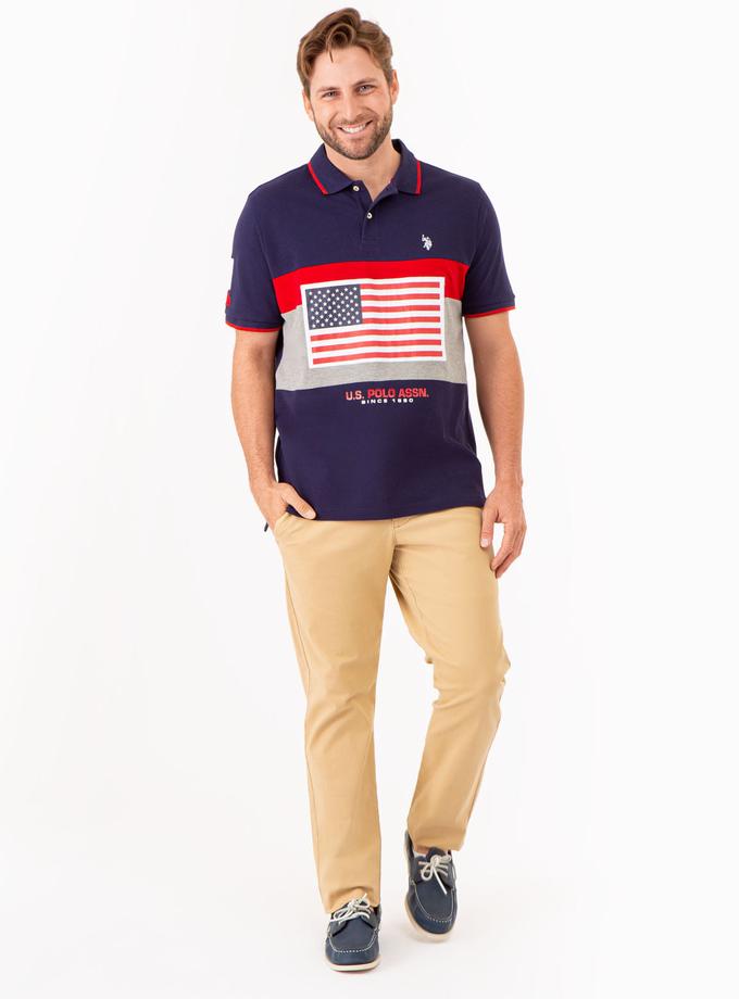 USPA PRINTED FLAG COLORBLOCK PIQUE POLO SHIRT Best Price