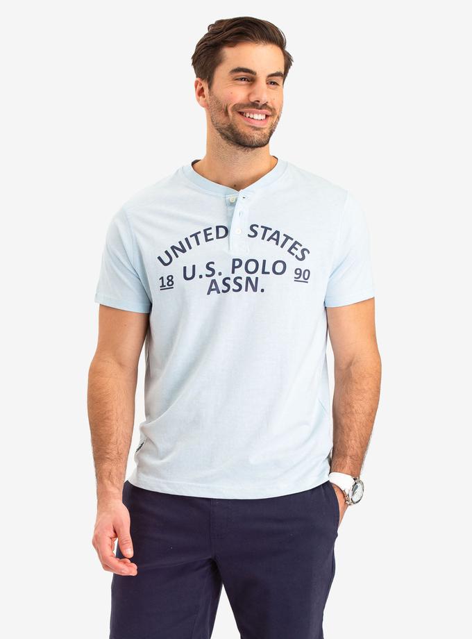 USPA PRINTED HEATHER SHORT SLEEVE HENLEY For Sale