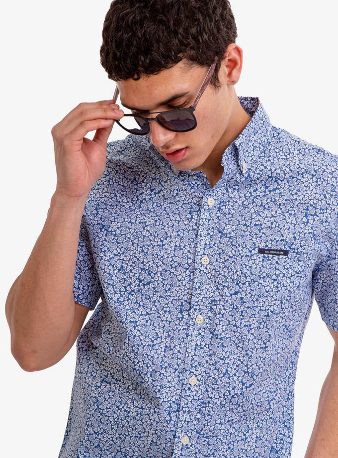 USPA PRINTED SLUB POPLIN SHORT SLEEVE SHIRT On Sale