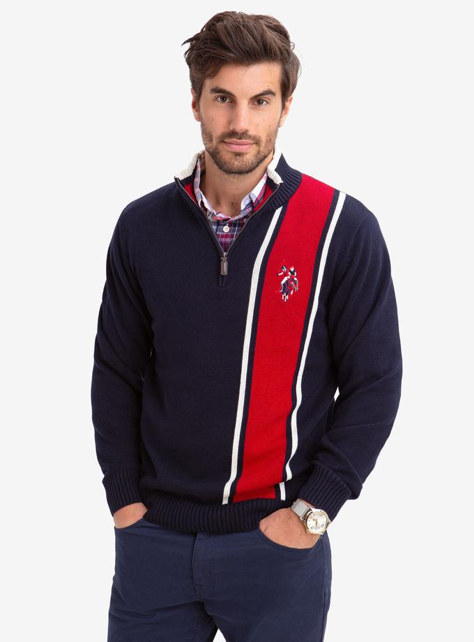 USPA QUARTER ZIP MULTI-COLOR LOGO SWEATER On Sale