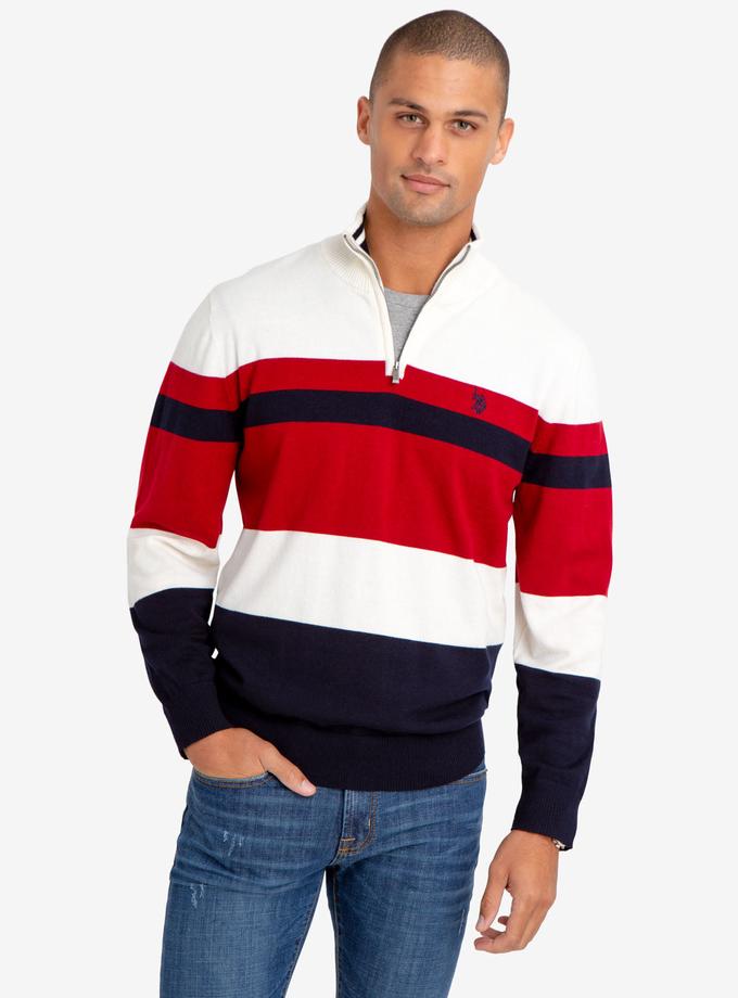 USPA QUARTER ZIP STRIPED SWEATER Best Buy