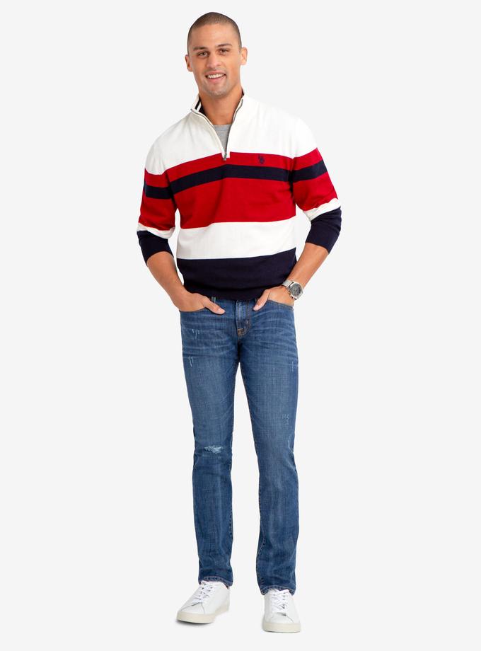 USPA QUARTER ZIP STRIPED SWEATER Best Buy