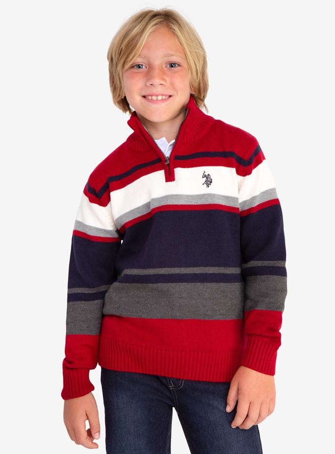 USPA QUARTER ZIP STRIPED SWEATER Same Day Delivery