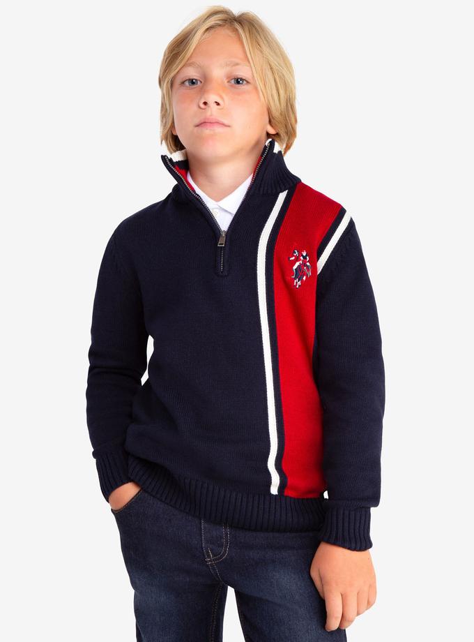 USPA QUARTER ZIP VERTICAL STRIPED SWEATER New Arrival