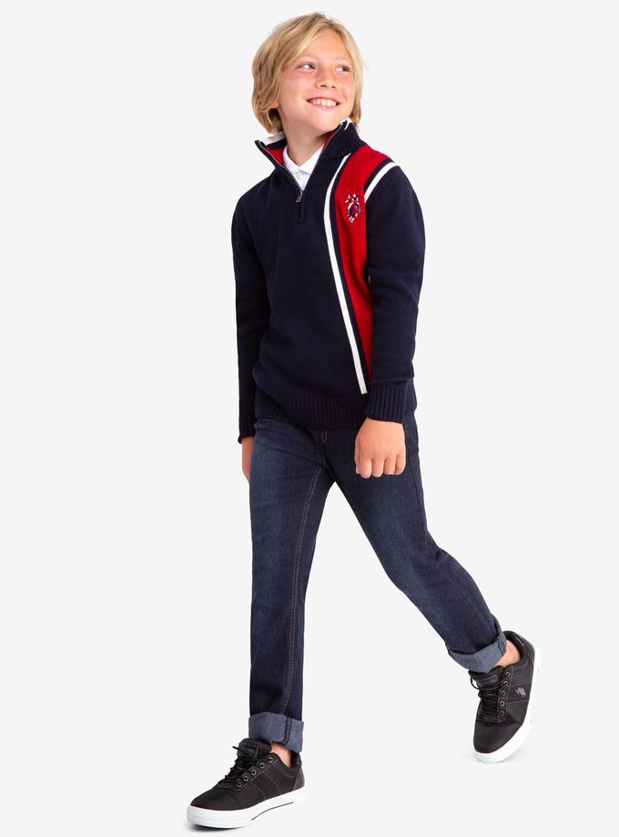 USPA QUARTER ZIP VERTICAL STRIPED SWEATER New Arrival