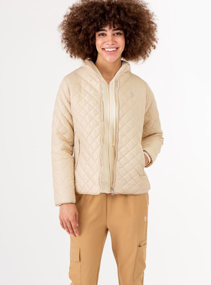 USPA QUILTED SIDE KNIT MOTO JACKET For Sale