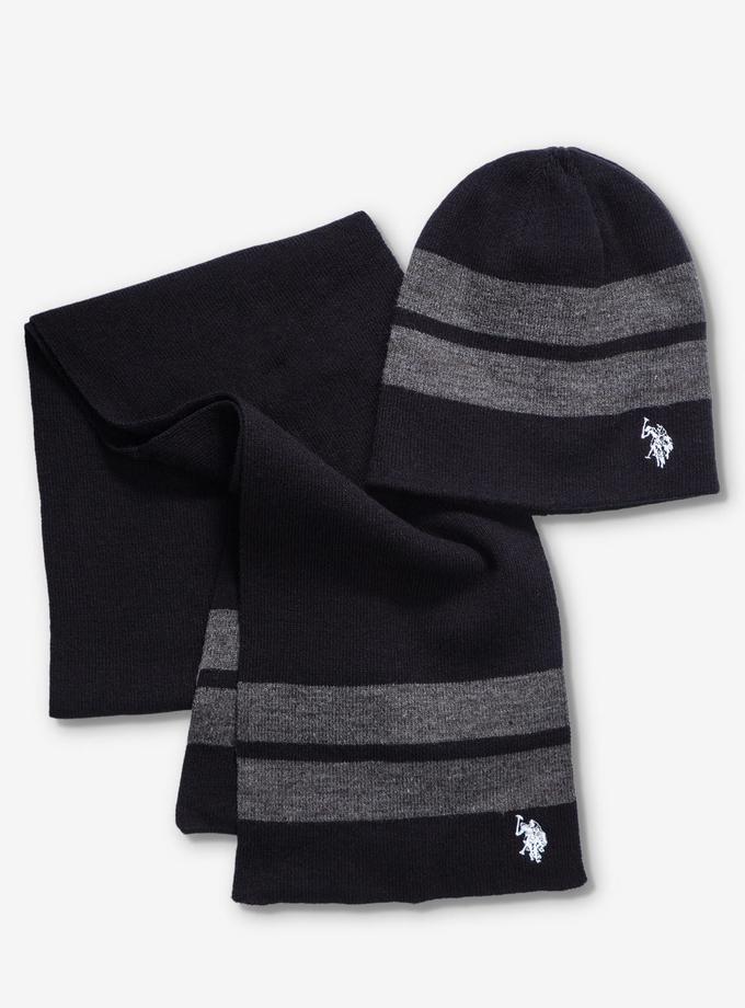 USPA REVERSIBLE BEANIE AND SCARF SET Best Price